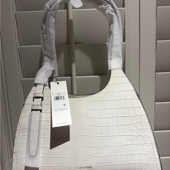 Calvin Klein White Croc-Embossed Women's Bag
